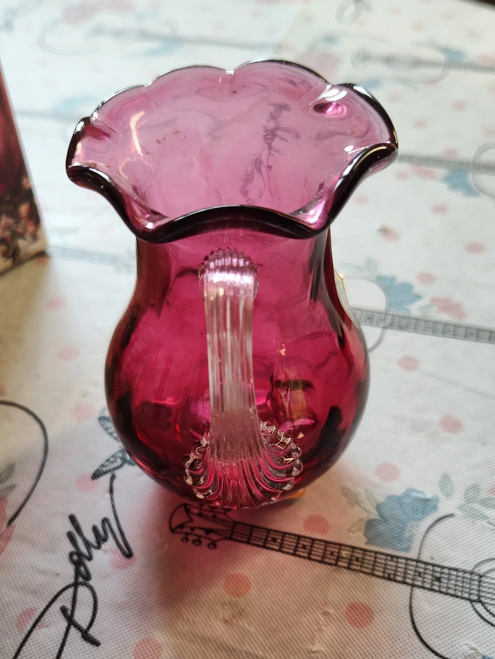 Pilgrim Cranberry Glass Pitcher - Pink Decorative Home Accent